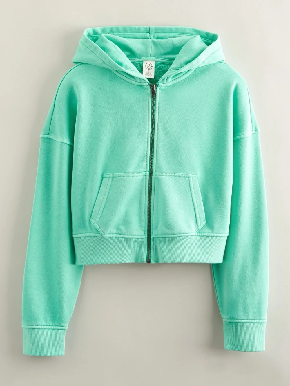 Big Kids Treasure & Bond French Terry Zip-Up Hoodie 14/16 Sea Green
